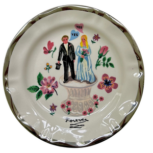 Nathalie Lete Anthropologie Forever Bride & Groom Wedding Floral Plate